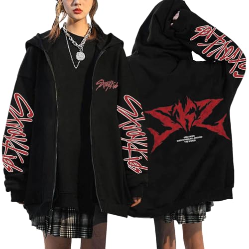 NCTCITY Kapuzenjacke Y2K E-Girl Zip Up Hoodies Freizeit Streetwear Sweater Top Harajuku Jacke Sweatshirt Stray Kids Dominate World Tour 2025 von NCTCITY