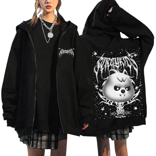 NCTCITY Kapuzenjacke Y2K E-Girl Zip Up Hoodies Freizeit Streetwear Sweater Top Harajuku Jacke Sweatshirt Stray Kids Dominate World Tour BangChan Lee Know Changbin Hyunjin Han Felix Seungmin I.N von NCTCITY