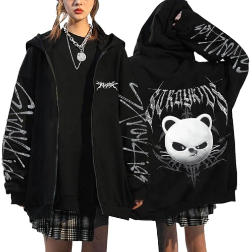 NCTCITY Kapuzenjacke Y2K E-Girl Zip Up Hoodies Freizeit Streetwear Sweater Top Harajuku Jacke Sweatshirt Stray Kids Dominate World Tour BangChan Lee Know Changbin Hyunjin Han Felix Seungmin I.N von NCTCITY