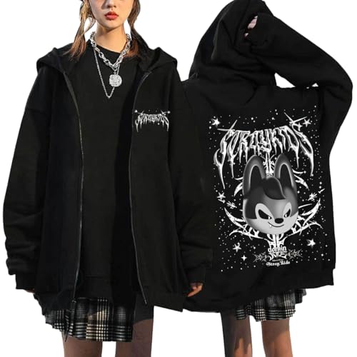 NCTCITY Kapuzenjacke Y2K E-Girl Zip Up Hoodies Freizeit Streetwear Sweater Top Harajuku Jacke Sweatshirt Stray Kids Dominate World Tour BangChan Lee Know Changbin Hyunjin Han Felix Seungmin I.N von NCTCITY