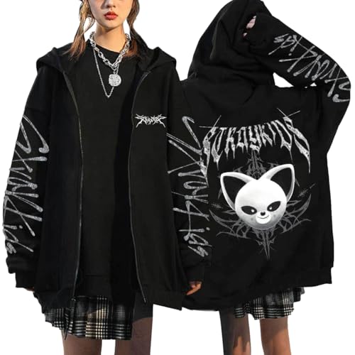 NCTCITY Kapuzenjacke Y2K E-Girl Zip Up Hoodies Freizeit Streetwear Sweater Top Harajuku Jacke Sweatshirt Stray Kids Dominate World Tour BangChan Lee Know Changbin Hyunjin Han Felix Seungmin I.N von NCTCITY