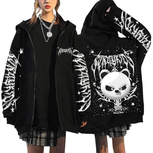 NCTCITY Kapuzenjacke Y2K E-Girl Zip Up Hoodies Freizeit Streetwear Sweater Top Harajuku Jacke Sweatshirt Stray Kids Dominate World Tour BangChan Lee Know Changbin Hyunjin Han Felix Seungmin I.N von NCTCITY