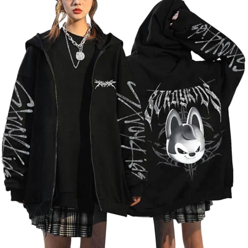 NCTCITY Kapuzenjacke Y2K E-Girl Zip Up Hoodies Freizeit Streetwear Sweater Top Harajuku Jacke Sweatshirt Stray Kids Dominate World Tour BangChan Lee Know Changbin Hyunjin Han Felix Seungmin I.N von NCTCITY
