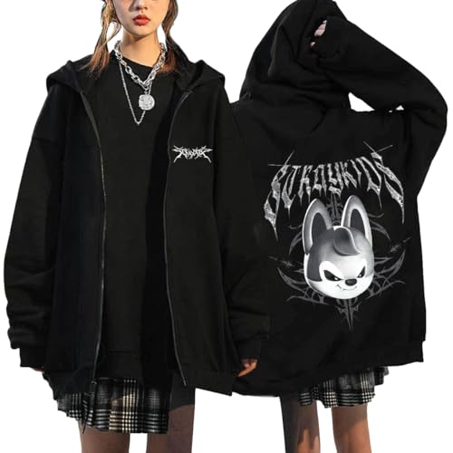 NCTCITY Kapuzenjacke Y2K E-Girl Zip Up Hoodies Freizeit Streetwear Sweater Top Harajuku Jacke Sweatshirt Stray Kids Dominate World Tour BangChan Lee Know Changbin Hyunjin Han Felix Seungmin I.N von NCTCITY