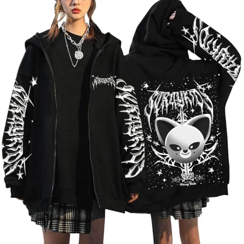 NCTCITY Kapuzenjacke Y2K E-Girl Zip Up Hoodies Freizeit Streetwear Sweater Top Harajuku Jacke Sweatshirt Stray Kids Dominate World Tour BangChan Lee Know Changbin Hyunjin Han Felix Seungmin I.N von NCTCITY