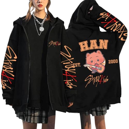 NCTCITY Kapuzenjacke Y2K E-Girl Zip Up Hoodies Freizeit Streetwear Sweater Top Harajuku Jacke Sweatshirt Stray Kids Niedliche Gedruckt BangChan Lee Know Changbin Hyunjin Han Felix Seungmin I.N von NCTCITY
