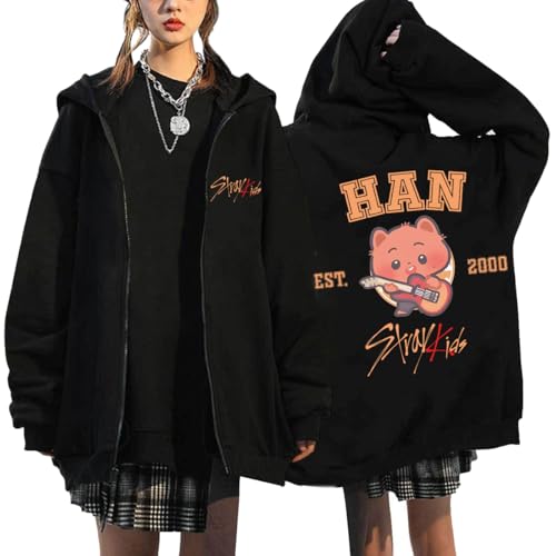 NCTCITY Kapuzenjacke Y2K E-Girl Zip Up Hoodies Freizeit Streetwear Sweater Top Harajuku Jacke Sweatshirt Stray Kids Niedliche Gedruckt BangChan Lee Know Changbin Hyunjin Han Felix Seungmin I.N von NCTCITY