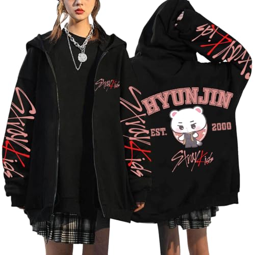 NCTCITY Kapuzenjacke Y2K E-Girl Zip Up Hoodies Freizeit Streetwear Sweater Top Harajuku Jacke Sweatshirt Stray Kids Niedliche Gedruckt BangChan Lee Know Changbin Hyunjin Han Felix Seungmin I.N von NCTCITY