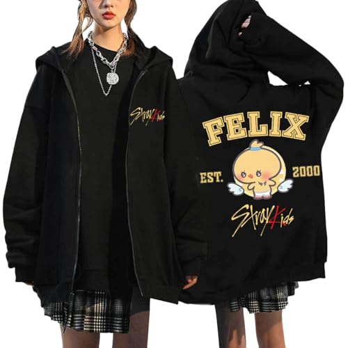 NCTCITY Kapuzenjacke Y2K E-Girl Zip Up Hoodies Freizeit Streetwear Sweater Top Harajuku Jacke Sweatshirt Stray Kids Niedliche Gedruckt BangChan Lee Know Changbin Hyunjin Han Felix Seungmin I.N von NCTCITY
