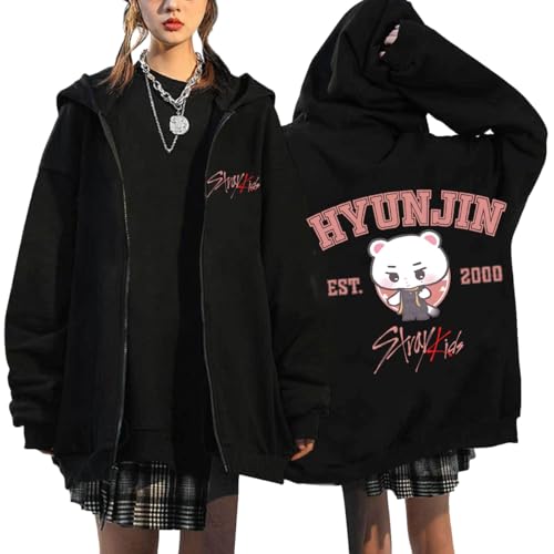 NCTCITY Kapuzenjacke Y2K E-Girl Zip Up Hoodies Freizeit Streetwear Sweater Top Harajuku Jacke Sweatshirt Stray Kids Niedliche Gedruckt BangChan Lee Know Changbin Hyunjin Han Felix Seungmin I.N von NCTCITY