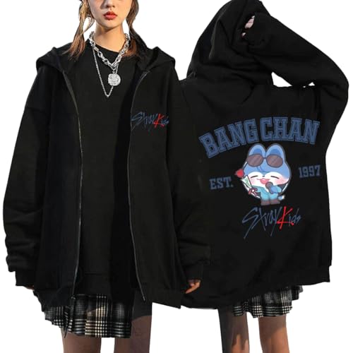 NCTCITY Kapuzenjacke Y2K E-Girl Zip Up Hoodies Freizeit Streetwear Sweater Top Harajuku Jacke Sweatshirt Stray Kids Niedliche Gedruckt BangChan Lee Know Changbin Hyunjin Han Felix Seungmin I.N von NCTCITY