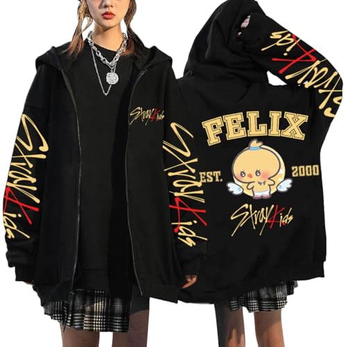 NCTCITY Kapuzenjacke Y2K E-Girl Zip Up Hoodies Freizeit Streetwear Sweater Top Harajuku Jacke Sweatshirt Stray Kids Niedliche Gedruckt BangChan Lee Know Changbin Hyunjin Han Felix Seungmin I.N von NCTCITY