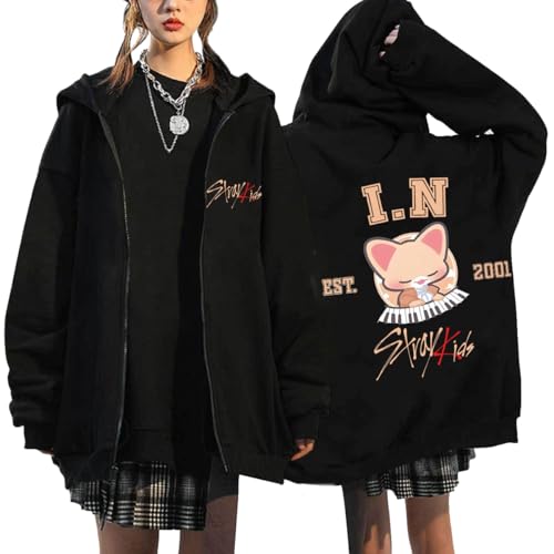 NCTCITY Kapuzenjacke Y2K E-Girl Zip Up Hoodies Freizeit Streetwear Sweater Top Harajuku Jacke Sweatshirt Stray Kids Niedliche Gedruckt BangChan Lee Know Changbin Hyunjin Han Felix Seungmin I.N von NCTCITY