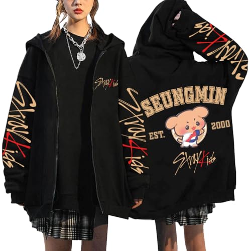 NCTCITY Kapuzenjacke Y2K E-Girl Zip Up Hoodies Freizeit Streetwear Sweater Top Harajuku Jacke Sweatshirt Stray Kids Niedliche Gedruckt BangChan Lee Know Changbin Hyunjin Han Felix Seungmin I.N von NCTCITY