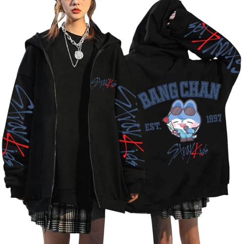 NCTCITY Kapuzenjacke Y2K E-Girl Zip Up Hoodies Freizeit Streetwear Sweater Top Harajuku Jacke Sweatshirt Stray Kids Niedliche Gedruckt BangChan Lee Know Changbin Hyunjin Han Felix Seungmin I.N von NCTCITY