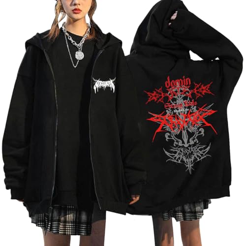 NCTCITY Kapuzenjacke Y2K E-Girl Zip Up Hoodies Freizeit Streetwear Sweater Top Stray Kids Dominate World Tour süßes Cartoon-Tier Gedruckt Harajuku Jacke Sweatshirt Schwarz von NCTCITY