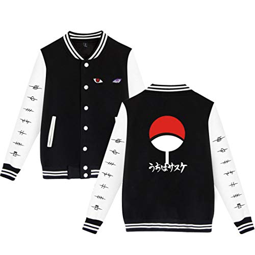 NCTCITY Männer Frauen Baseball Jacke Mit der Taste Anime Druck Langarm Sweatshirts Lose Bequeme Warme Sweater Tops Für Liebhaber Uchiha Sharingan Ninjia von NCTCITY