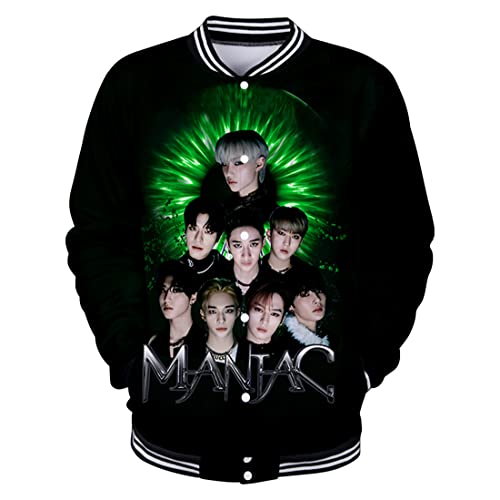 NCTCITY Männer Frauen Baseball Jacke Mit der Taste Stray Kids Langarm Sweatshirts Neues Album MAXIDENT 3D Drucken Lose Bequeme Warme Hip Hop Sweater Tops BangChan Changbin Hyunjin Felix von NCTCITY