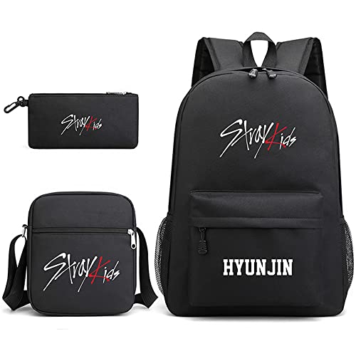 NCTCITY Rucksack + Umhängetasche + Federmäppchen Student Daypack, Messenger Bags und Bleistift Beutel Kosmetiktasche Reiseorganizer Reise Schultasche Laptoptasche, Hyunjin von NCTCITY