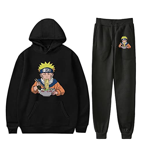 NCTCITY Trainingsanzug 2 Stück Bekleidungsset Kapuzenpullover Hoodie Top + Lange Hose Harajuku Sportanzug Anime Drucken Jogginganzug Mit Tasche Uchiha Sharingan Ninjia von NCTCITY