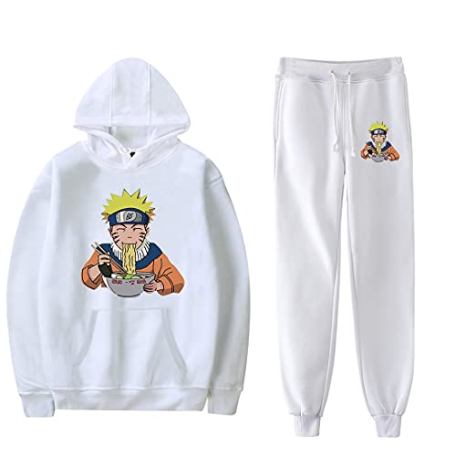 NCTCITY Trainingsanzug 2 Stück Bekleidungsset Kapuzenpullover Hoodie Top + Lange Hose Harajuku Sportanzug Anime Drucken Jogginganzug Mit Tasche Uchiha Sharingan Ninjia von NCTCITY