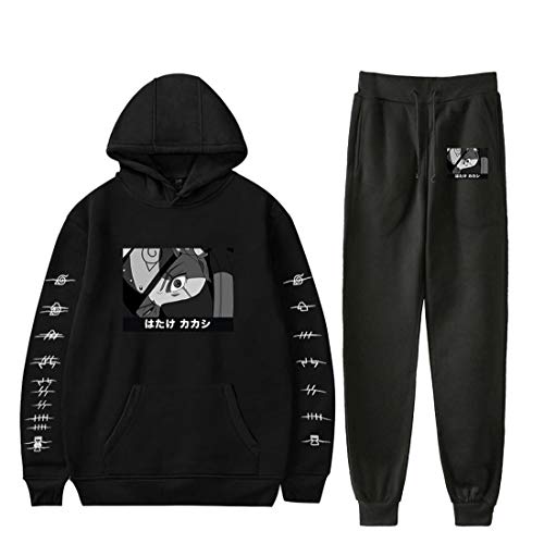 NCTCITY Trainingsanzug 2 Stück Bekleidungsset Kapuzenpullover Hoodie Top + Lange Hose Sportanzug Druck Jogginganzug Mit Tasche Uchiha Sharingan Ninjia von NCTCITY