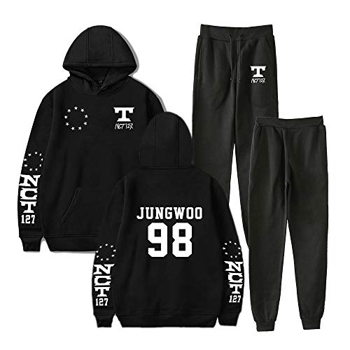 NCTCITY Trainingsanzug 2 Stück Bekleidungsset Sportswear Kapuzenpullover Hoodie Top + Lange Hose Sportanzug NEO Zone Bedrucken Jogginganzug Mark YUTA WINWIN von NCTCITY
