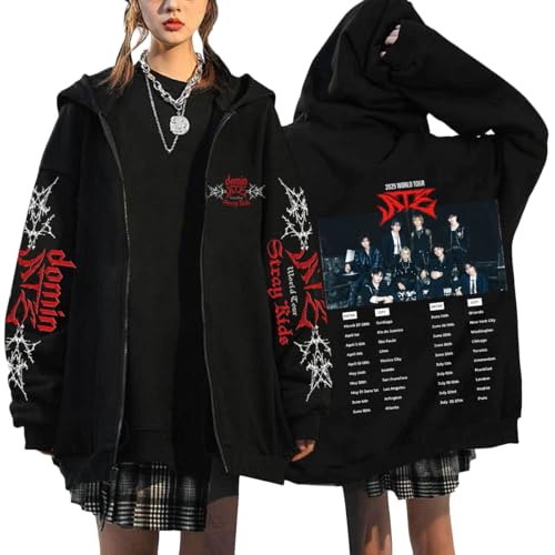 NCTCITY Unisex Kapuzenjacke Stray Kids Dominate Y2K E-Girl Zip Up Hoodies Freizeit Streetwear Sweater Langarm Top Harajuku Jacke Sweatshirt BangChan Lee Know Changbin Hyunjin Han Felix Seungmin I.N von NCTCITY