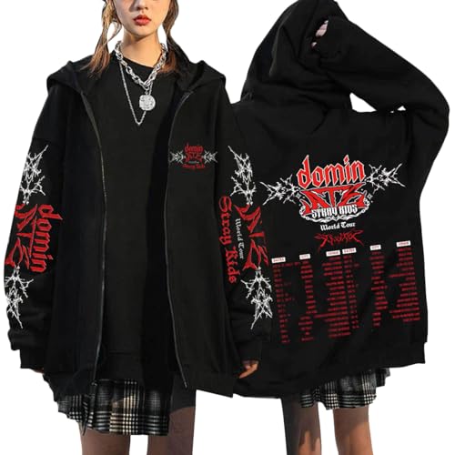 NCTCITY Unisex Kapuzenjacke Stray Kids Dominate Y2K E-Girl Zip Up Hoodies Freizeit Streetwear Sweater Langarm Top Harajuku Jacke Sweatshirt BangChan Lee Know Changbin Hyunjin Han Felix Seungmin I.N von NCTCITY