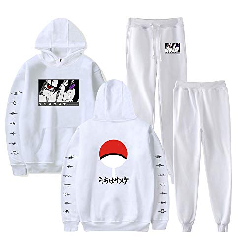 NCTCITY Unisex Trainingsanzug 2 Stück Bekleidungsset Kapuzenpullover Hoodie Top + Lange Hose Sportanzug Anime Druck Jogginganzug Mit Tasche Uchiha Sharingan Ninjia von NCTCITY