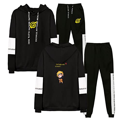NCTCITY Unisex Trainingsanzug 2 Stück Bekleidungsset Kapuzenpullover und Lange Hose Sportanzug Anime Druck Jogginganzug von NCTCITY