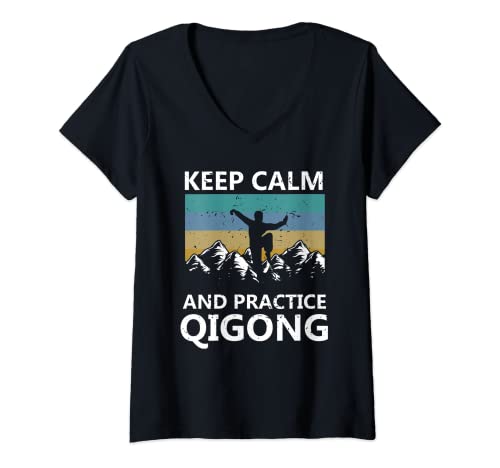 Damen Qi Gong Kleidung für Tai Chi-übungen mit Chigong und Yoga T-Shirt mit V-Ausschnitt von ND-Media Qigong Clothing for Yoga and Meditation