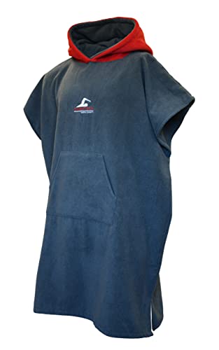 SwimTech Unisex Mikrofaser-Poncho Pullover, grau/rot, One Size von ND Sports