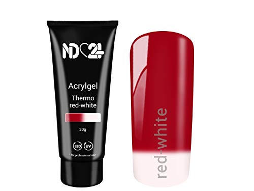 ND24 NailDesign Acryl Gel Effekt Tube - Thermo Red-White - 30g von ND24 NailDesign