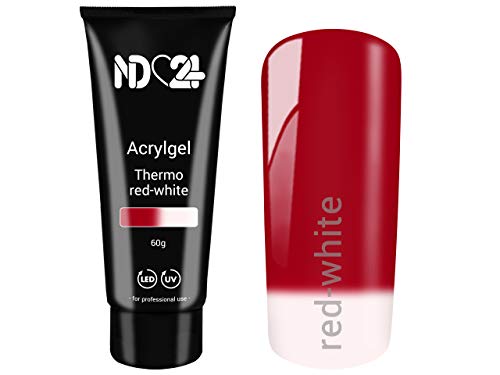 ND24 NailDesign Acryl Gel Effekt Tube - Thermo Red-White - 60g von ND24 NailDesign