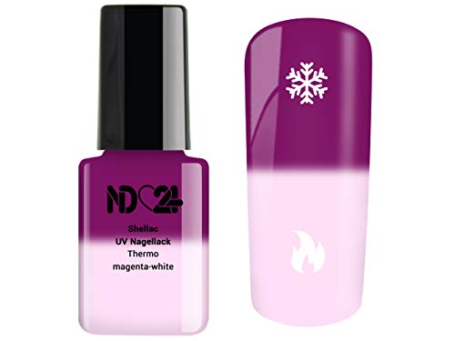 Shellac Uv/Led Nagellack - Thermo Effekt magenta-white - Studio Qualität - Made in Germany - 12ml von ND24 NailDesign