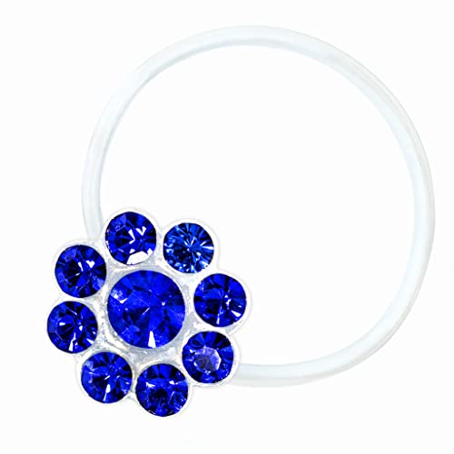 Zehenring Zirkonia Blume blau - 925 Sterling Silber - Fuß Schmuck Damen Fuß-Ring Toe-Ring von ND24 NailDesign