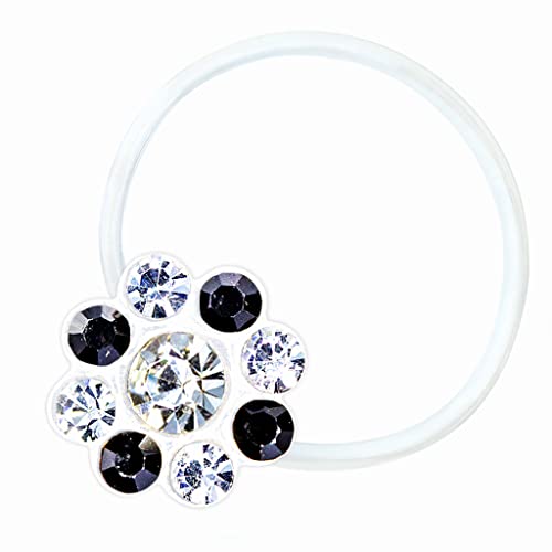 Zehenring Zirkonia Blume klar schwarz - 925 Sterling Silber - Fuß Schmuck Damen Fuß-Ring Toe-Ring von ND24 NailDesign