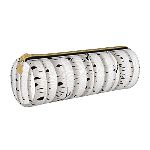 NDDCEDEW Federmäppchen für Schüler, Birkenbaum-Druck, Leder, Reißverschluss, Schreibwaren-Tasche für Schule, Stiftehalter, tragbar, Organizer, Make-up-Tasche, weiß, Einheitsgröße, Kosmetiktasche von NDDCEDEW