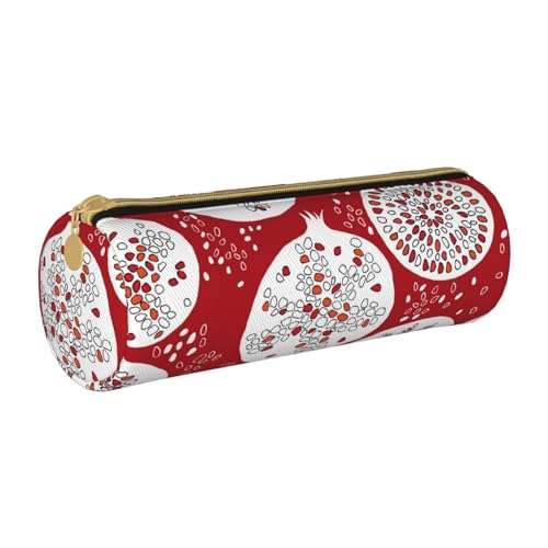NDDCEDEW Federmäppchen für Schüler, Granatapfel-Malerei, Leder, Reißverschluss, Schreibwaren-Tasche für Schule, Stiftehalter, tragbar, Organizer, Make-up-Tasche, weiß, Einheitsgröße, Kosmetiktasche von NDDCEDEW
