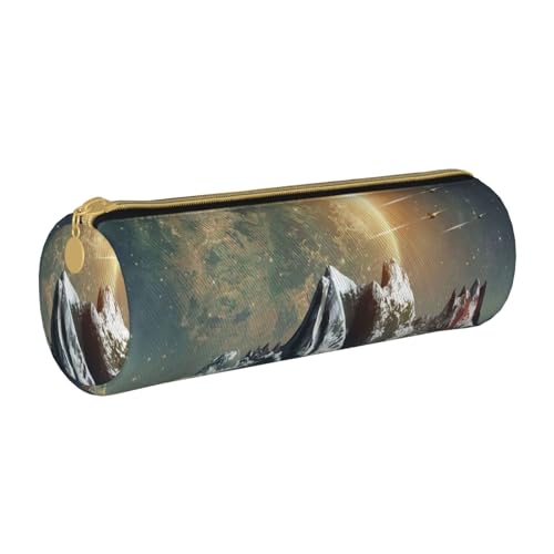 NDDCEDEW Federmäppchen für Schüler, Motiv: Erdgebirge, Leder, Reißverschluss, Schreibwaren-Tasche für Schule, Stiftehalter, tragbar, Organizer, Make-up-Tasche, weiß, Einheitsgröße, Kosmetiktasche von NDDCEDEW