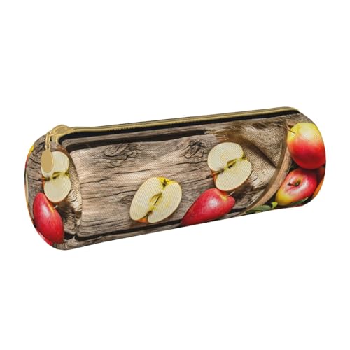 NDDCEDEW Federmäppchen für Schüler, Motiv: Früchte auf Holzboden, Leder, Reißverschluss, Schreibwaren-Tasche für Schule, Stiftehalter, tragbar, Organizer, Make-up-Tasche, weiß, Einheitsgröße, von NDDCEDEW