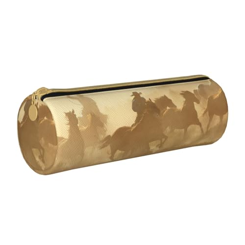 NDDCEDEW Federmäppchen für Schüler, Motiv: Galoppierende Pferde, Leder, Reißverschluss, Schreibwaren-Tasche für Schule, Stiftehalter, tragbar, Organizer, Make-up-Tasche, weiß, Einheitsgröße, von NDDCEDEW