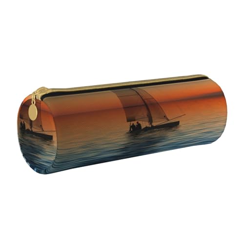 NDDCEDEW Federmäppchen für Schüler, Motiv: Sonnenuntergang, Strand, Leder, Reißverschluss, Schreibwaren-Tasche für Schule, Stiftehalter, tragbar, Organizer, Make-up-Tasche, weiß, Einheitsgröße, von NDDCEDEW