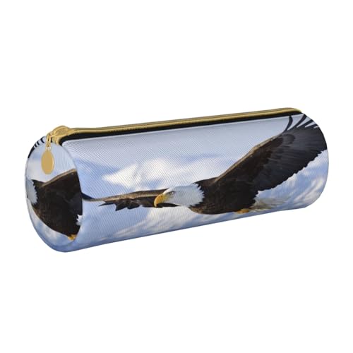 NDDCEDEW Federmäppchen für Schüler, Motiv: fliegender Adler, Leder, Reißverschluss, Schreibwaren-Tasche für Schule, Stiftehalter, tragbar, Organizer, Make-up-Tasche, weiß, Einheitsgröße, von NDDCEDEW
