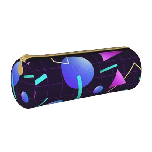 NDDCEDEW Federmäppchen für Schüler, Neon-Party, geometrischer Druck, Leder, Reißverschluss, Schreibwaren-Tasche für Schule, Stiftehalter, tragbar, Organizer, Make-up-Tasche, weiß, Einheitsgröße, von NDDCEDEW