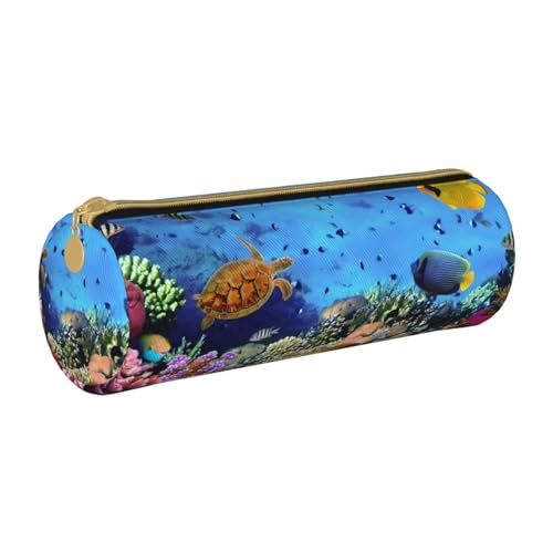 NDDCEDEW Federmäppchen für Schüler, Unterwasserfisch-Druck, Leder, Reißverschluss, Schreibwaren-Tasche für Schule, Stiftehalter, tragbar, Organizer, Make-up-Tasche, weiß, Einheitsgröße, Kosmetiktasche von NDDCEDEW