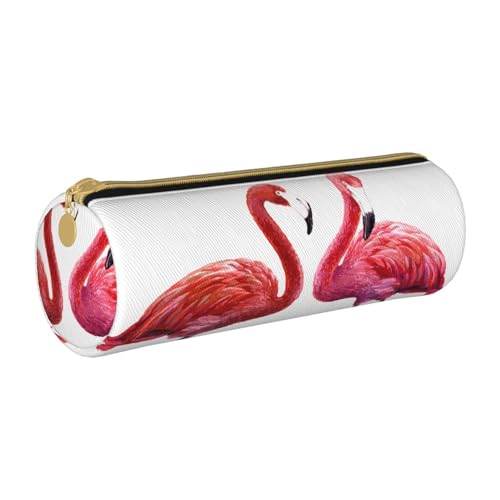 NDDCEDEW Federmäppchen für Schüler, niedlicher Flamingo-Druck, Leder, Reißverschluss, Schreibwaren-Tasche für Schule, Stiftehalter, tragbar, Organizer, Make-up-Tasche, weiß, Einheitsgröße, von NDDCEDEW