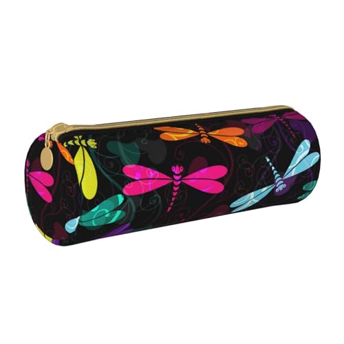 NDDCEDEW Federmäppchen für Schüler, niedlicher Libellen-Druck, Leder, Reißverschluss, Schreibwaren-Tasche für Schule, Stiftehalter, tragbar, Organizer, Make-up-Tasche, weiß, Einheitsgröße, von NDDCEDEW