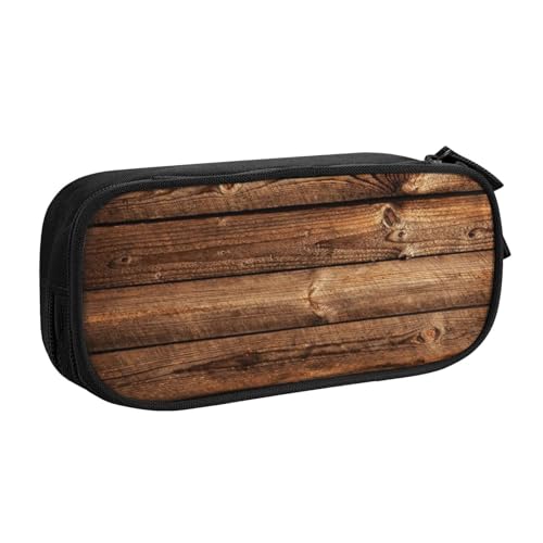 NDDCEDEW Lustiges Federmäppchen Braun Holz Bedruckt Große Kapazität Federmäppchen Schüler Federmäppchen Niedlich Federmäppchen für Mädchen und Jungen Teenager Schule Federmäppchen Schwarz Blau Rosa, von NDDCEDEW